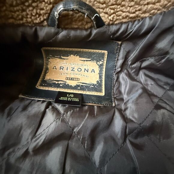 Men's Vintage Arizona Jean company faux leather aviation bomber jacket sz large - Picture 4 of 10